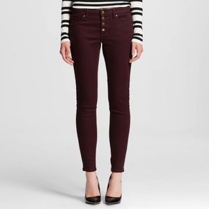 Mossimo Mid-Rise Burgundy Skinny Jeans